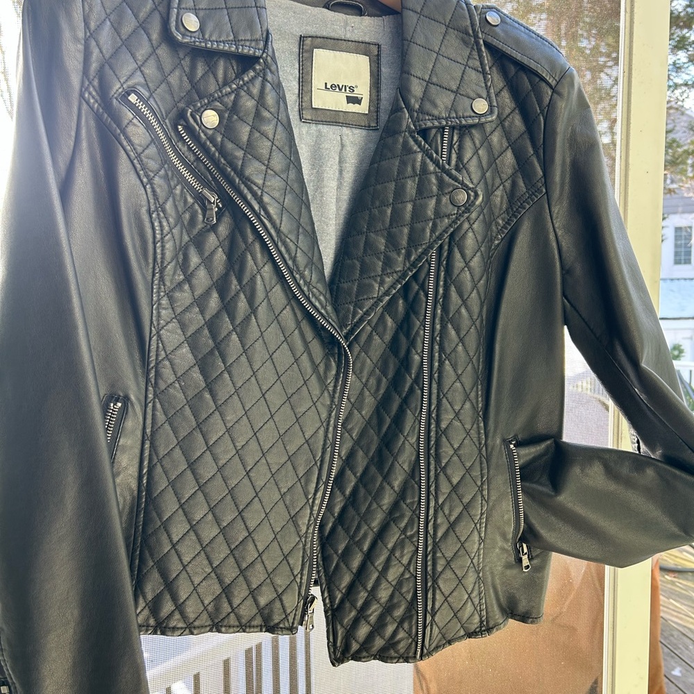Levi's Women's Quilted Black Leather Jacket